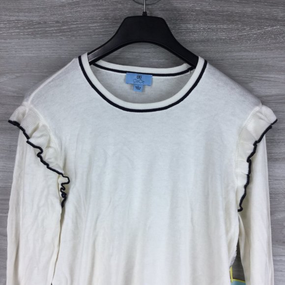 CeCe by Cynthia Steffe Contrast Ruffled Sweater - Picture 2 of 5